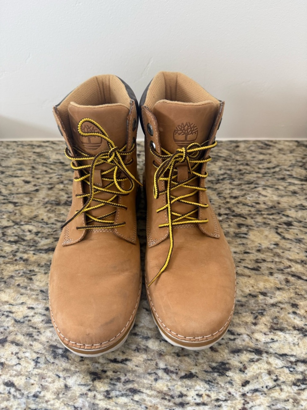 Timberland Women’s Wheat Nubuck Lace-Up Boots with Yellow Accents